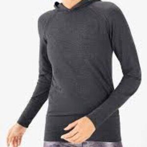 Fabletics Kinsley Seamless Laser Cut Hoodie, Black Heather, Size S